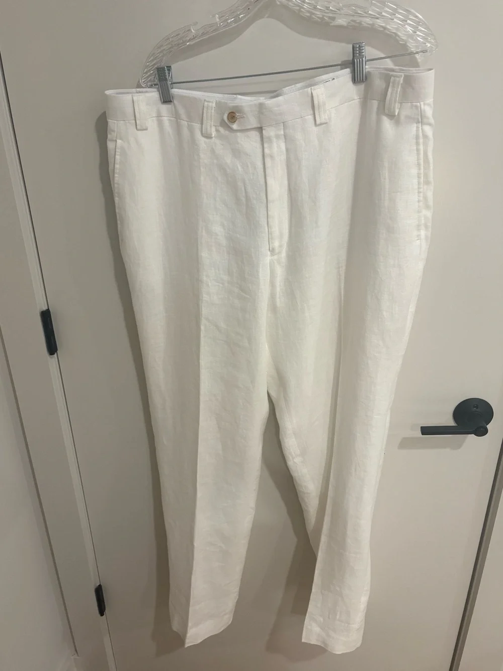 Lauren Ralph Lauren White 100% Linen Trouser Pants Beach Wedding Resort 40 x 32